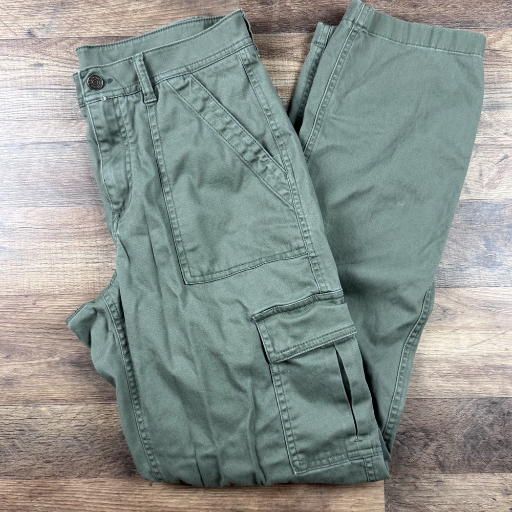 L.L. Bean Women's Size 8 Straight Leg Lined Stretch Canvas Cargo Pants Olive